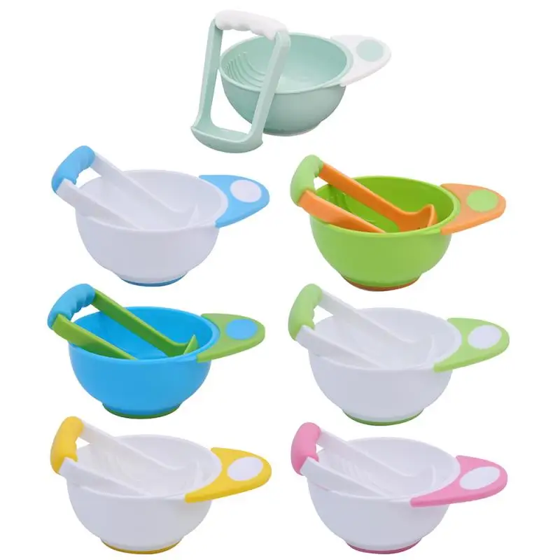 HAPPY MONKEY Baby Food Grinding Bowl Set Feeding Food Bowl Fruit Food Press Machine Safety Processor Baby Food Mills Tools