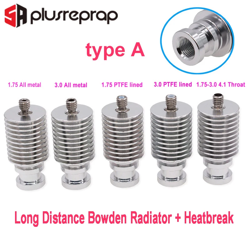 Disipador de calor V6 de larga o corta distancia, j-head Hotend, bloque Bowden remoto de Metal con rotura de calor para filamento 3D de 1,75mm y