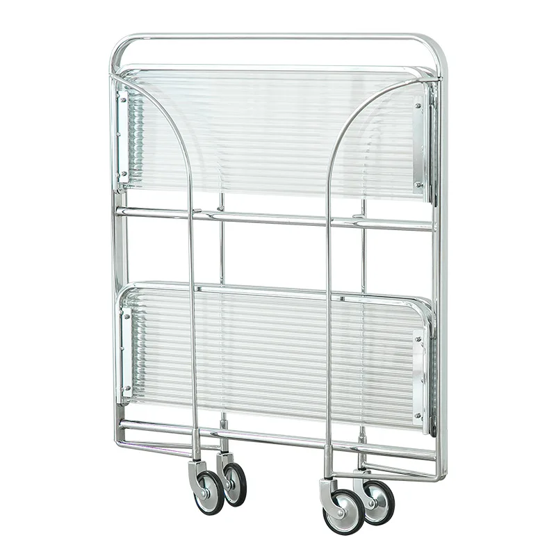 Kitchen Glass Shelf Floor Trolley Storage Trolley Trolley Storage Cabinet Multifunctional Rotating Storage Rack Foldable