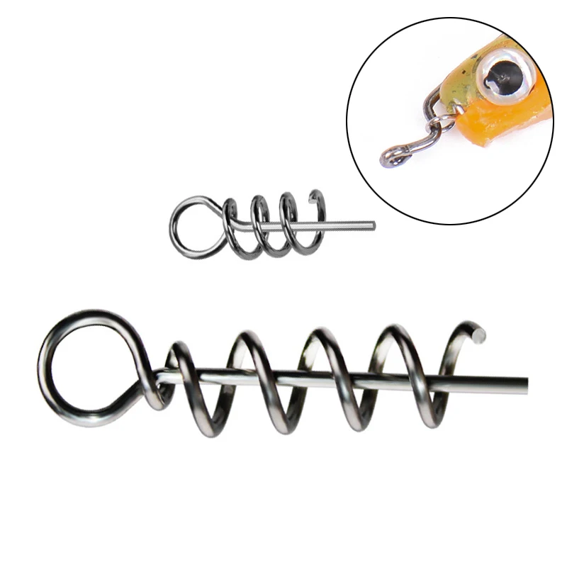 20-100pcs Fishing pins Spring Twist Lock Screw Pin Fixed Latch Needle Small /Big Spring Crank Lock for Soft Lure Bait Worm