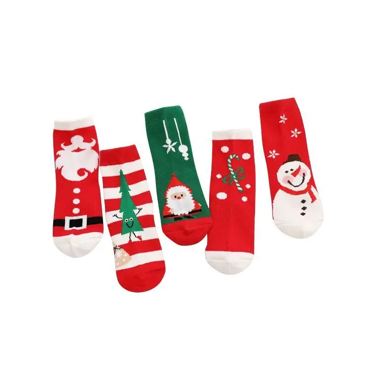 2 Pairs Cotton Winter Autumn Baby Girls Boys Kids Socks Children Terry Snowflake Elk Santa Claus Christmas Bear Gift Stuff