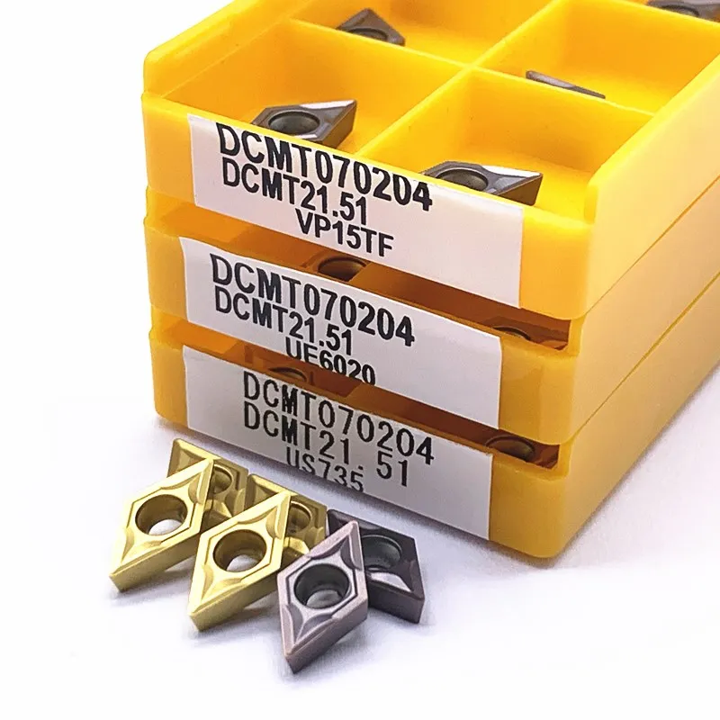 超硬インサートDCMT070204 DCMT070208 DCMT11T304 DCMT11T308 US735 VP15 UE6020内部旋削工具金属cnc dcmt 070204/070208