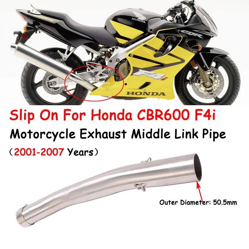 Slip on For Honda CBR600 F4 CBR600 F4i 1999 - 2007 Motorcycle Exhaust Muffler 51mm Connection Link Pipe Middle Tube Escape Moto