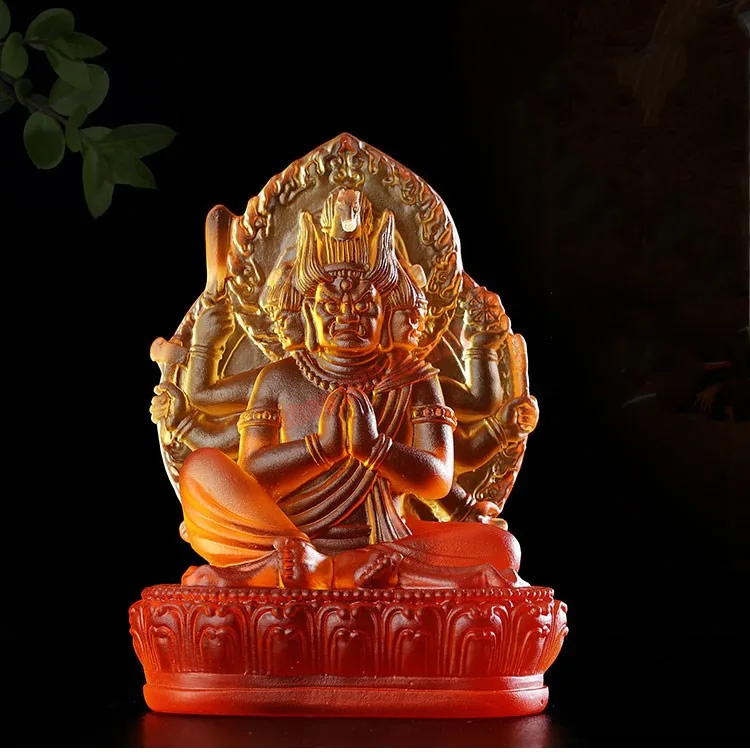 

Ancient method coloured glaze, horse head Guanyin, small Buddha statue, Tibetan Tantric Buddhist God ornaments