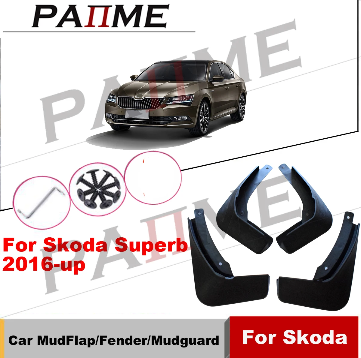 

4PCS Car Sport Accessories Plastics Material Mud Flaps Splash Guards Fenders Mudguard for skoda super 2015-2018 YC101086