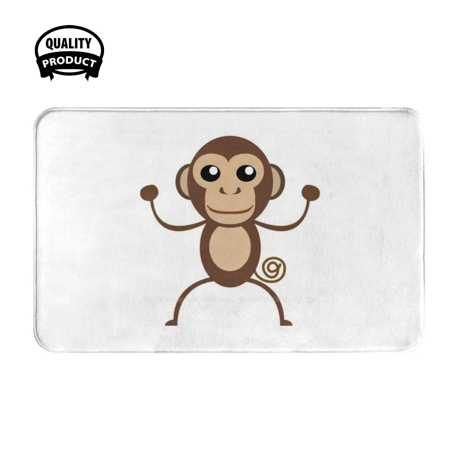 Monkey Naughty Happy Smilling. Soft Cushion Home Carpet Door Mat Car Rug Ape Chimpanzee Gorilla Primate Brown Monkey Animal