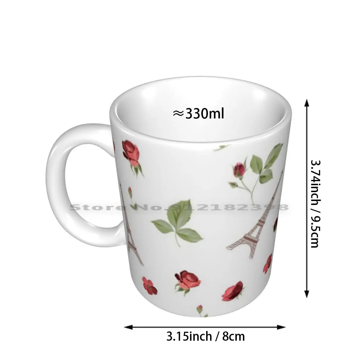 Paris Eiffel Tower French Roses Ceramic Mugs Coffee Cups Milk Tea Mug Paris Parisian Eiffel Tower Roses Chic Cute Romantic