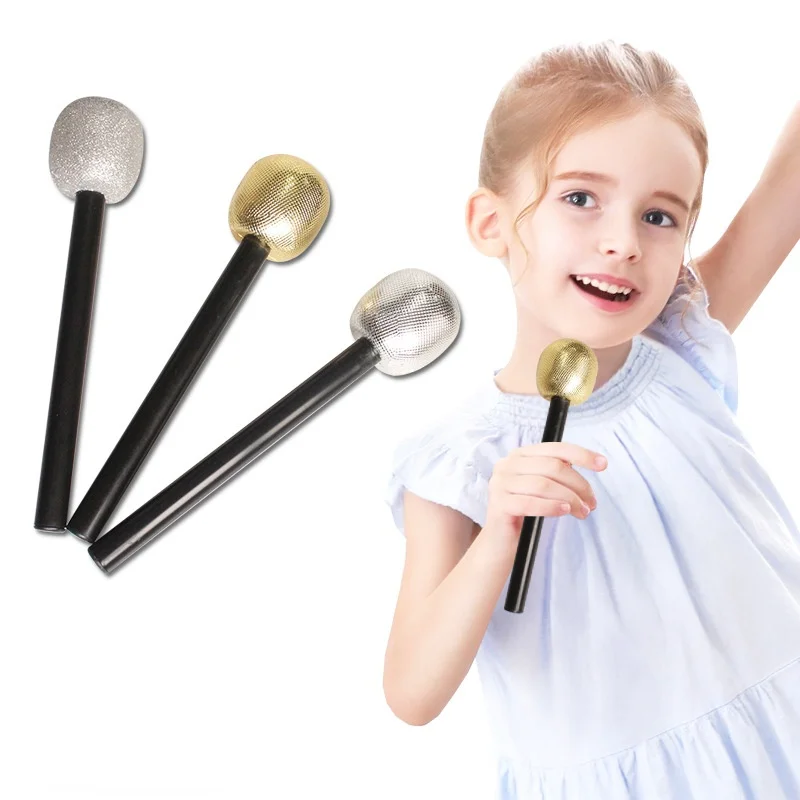 12pcs Gold Silver Pretend Toy Microphone Rock Star Toys for Party Favors  Bar  Props Costume  Birthday     Wedding Festival