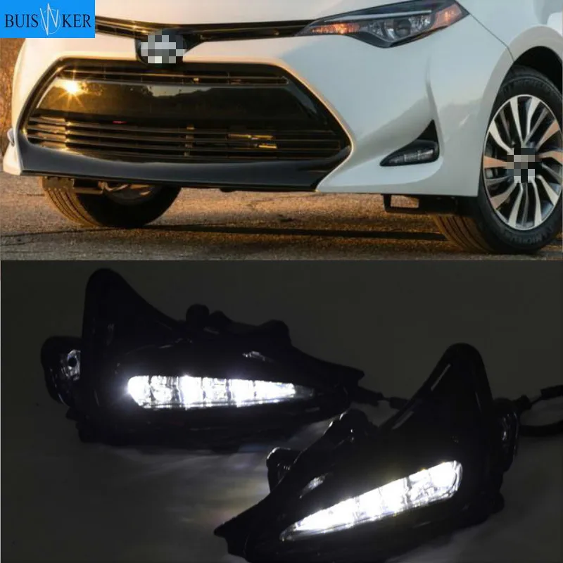 

White LED DRL Daytime Running Lights Fog light Lamp For Toyota Corolla 2017 2018 17 18 Auto Car Parts Accessories