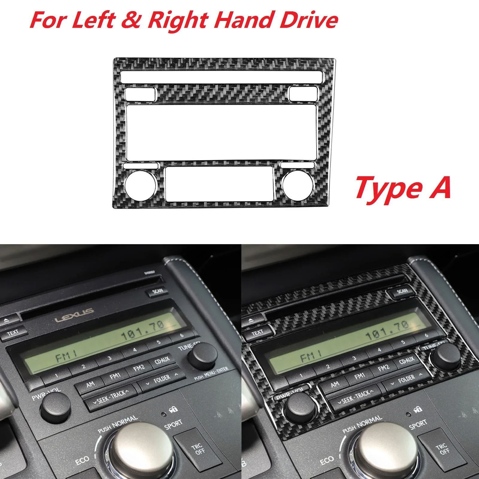 Carbon Fiber Central Console CD Panel Cover Car Interior Sticker Decor Accessories For LEXUS CT200h F-SPORT LHD RHD