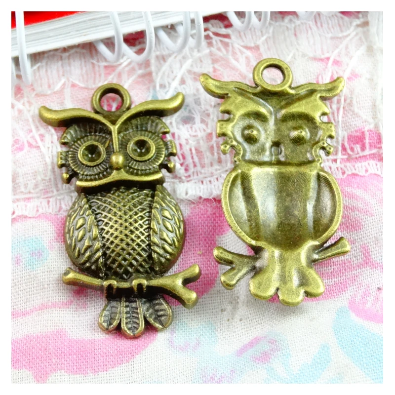 

40pcs 17*31MM Antique Bronze vintage metal owl Charm Pendant for Diy Necklace Jewelry Making Handmade Craft Findings