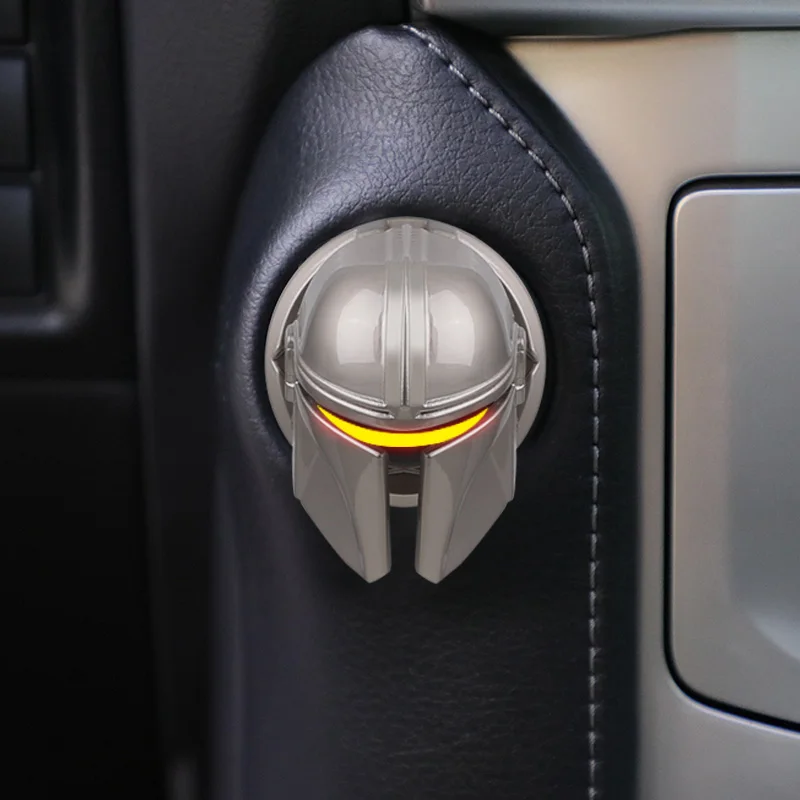 Car decoration Mandalorian one-key start ring ignition switch button decoration cover personality interior cool modification