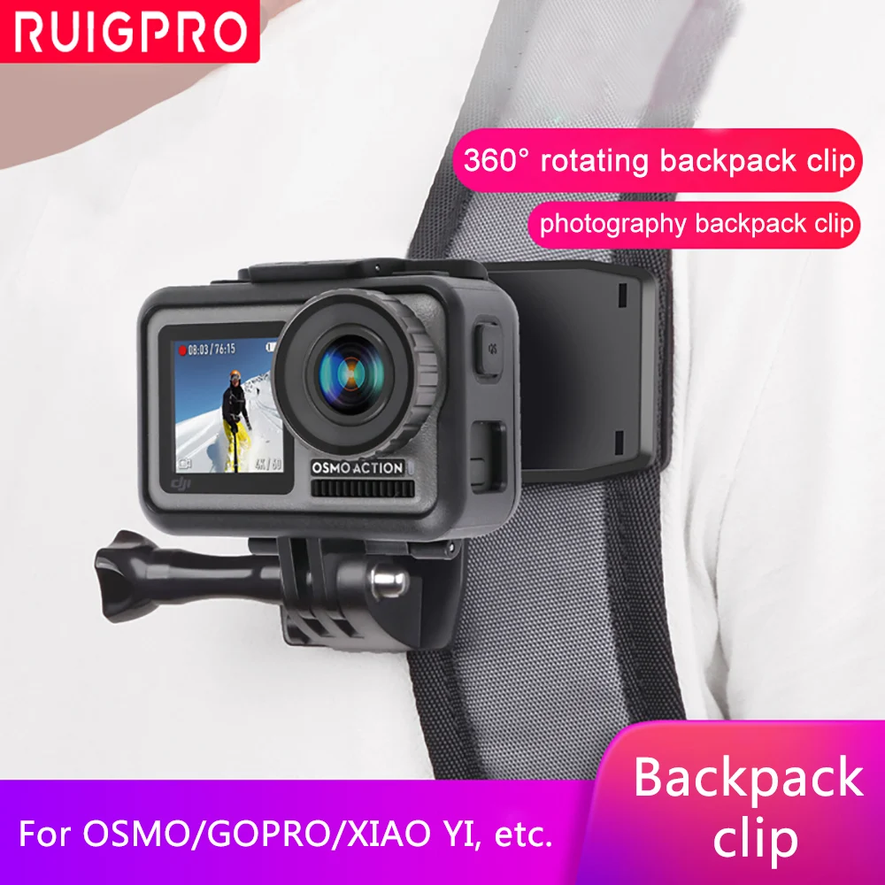 

Rotate Backpack Clip Clamp Mount for DJI OSMO action sport camera Xiaomi Yi 4K Lite EKEN H9/H9R Sports Camera Accessories