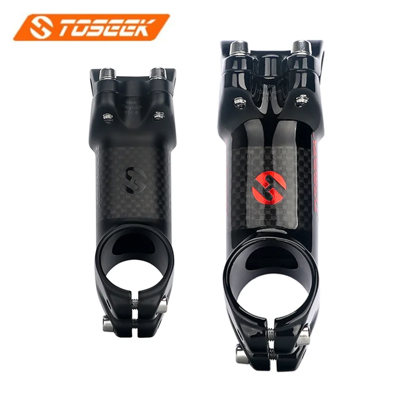 Toseek Carbon Stem 10/17/25/35 Degree Bike Stem 70/80/90/100mm Ultralight Bicycle Handlebar Stems for MTB Road Folding Bike