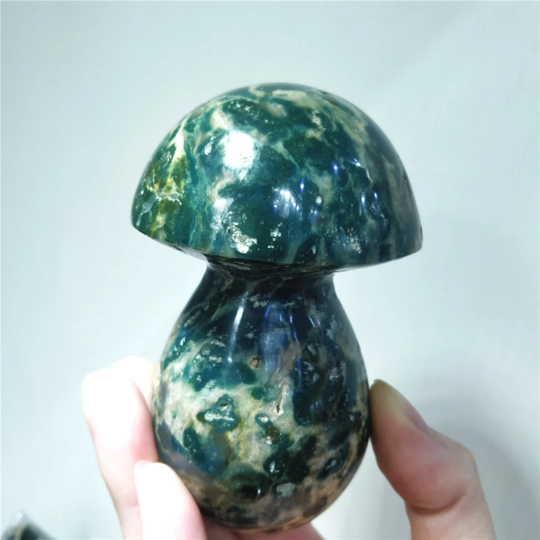 Natural Ocean Jasper Quartz Crystal Wholesale Handmade Figurines Mushroom Ornaments Room Decorate 2022 Best Selling Mineral Gems