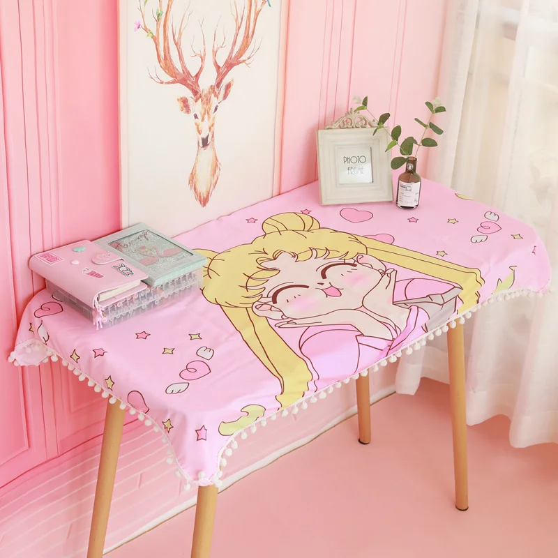 5 style Anime peripheral Sailor Moon plush tablecloth kawaii room decor household products Water and oil proof gifts for girls