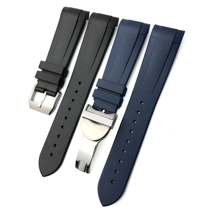 22mm Rubber silicone Curved End watch band waterproof special for Tudor Black Bay Pelagos folding buckle watch Bracelets strap