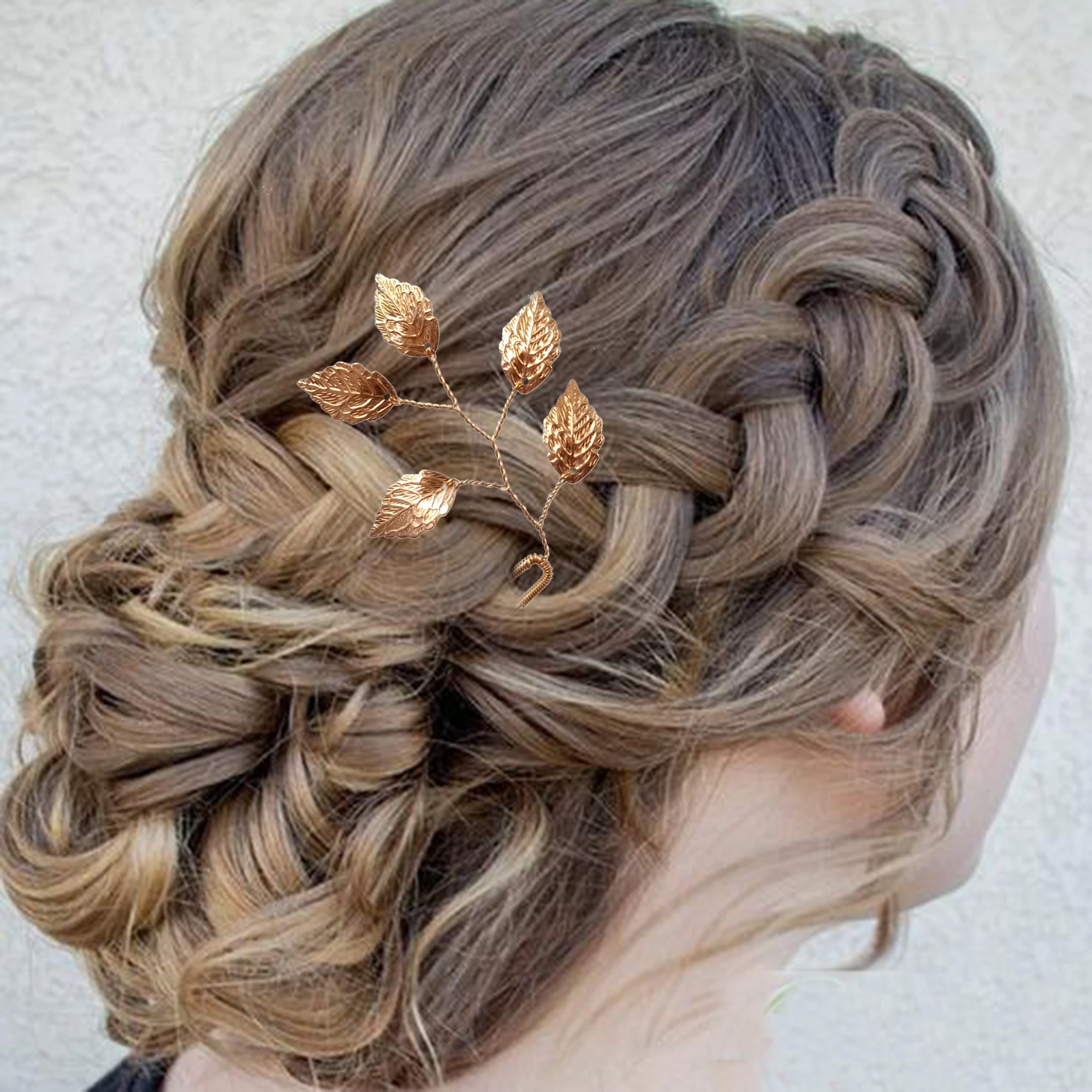 Gold Color Bridal Tiaras Headbands for Wedding Hair Accessories Women Hair Jewelry Leaf Headdress Ornaments for Brides