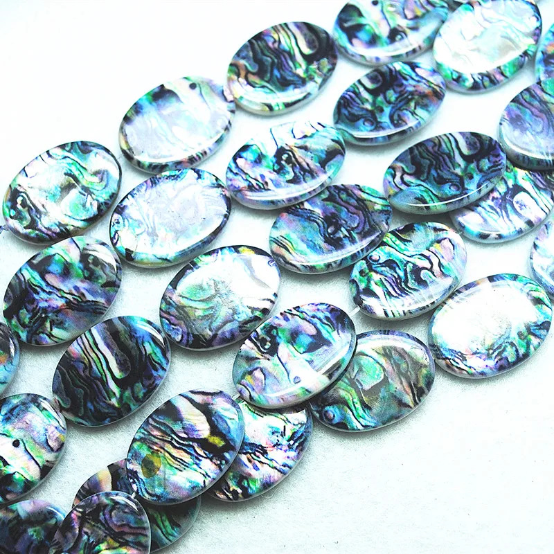 22PCS Nature Shell Beads Oval Shape Mother Of Pearl With Abalone 13X18MM For Women Necklace Making New Designs