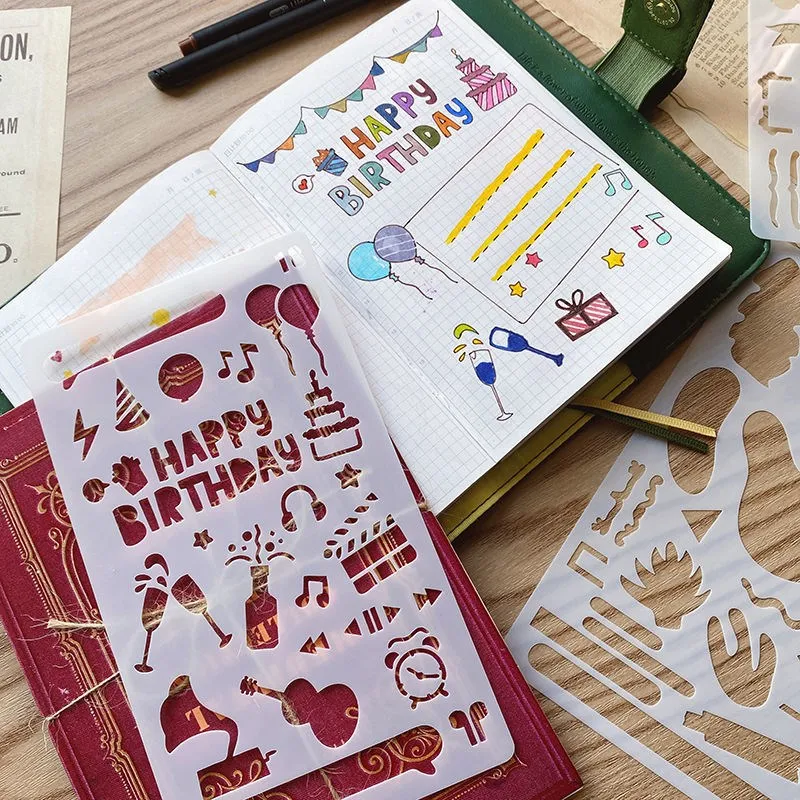 

NEW Plastic Reusable Bullet Stencils for Painting DIY Scrapbooking Diary Scrapbook Journal Template School Stationery 12PCS