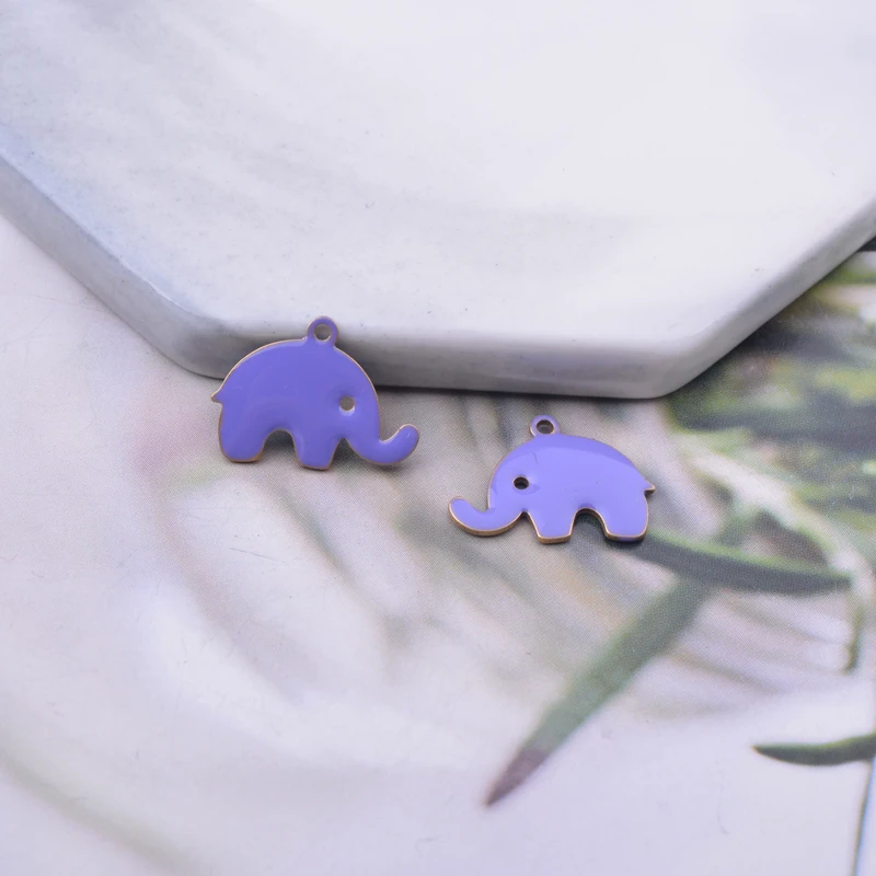 30pcs 14*16mm High quality Colorfull Copper Elephant Charms Both Sided Enamelled Small Pendant DIY Jewelry Earring Making