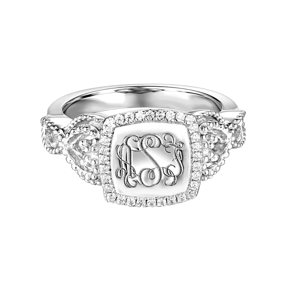 Uonney Dropshipping Customized Women's Engraved Classic Monogram Ring Valentine's Day Gift Enterprise Custom Jewelry