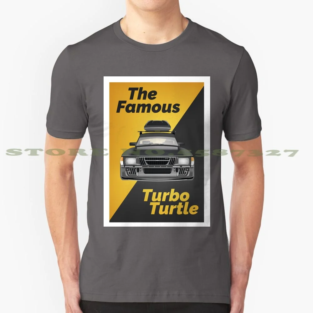 Saab 900-Turbo Turtle ( Full Size Print ) 100% Cotton T-Shirt Saab Turbo Power Speed Parts Engineer Oldtimer Classiccar Boost