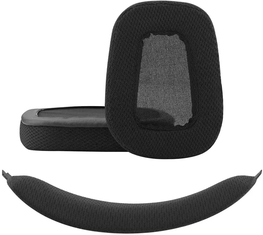 Mesh Fabric Replacement Ear Pads + Headband Compatible with Logitech G533, G633, G635, G933, G935 Headphones Replacement