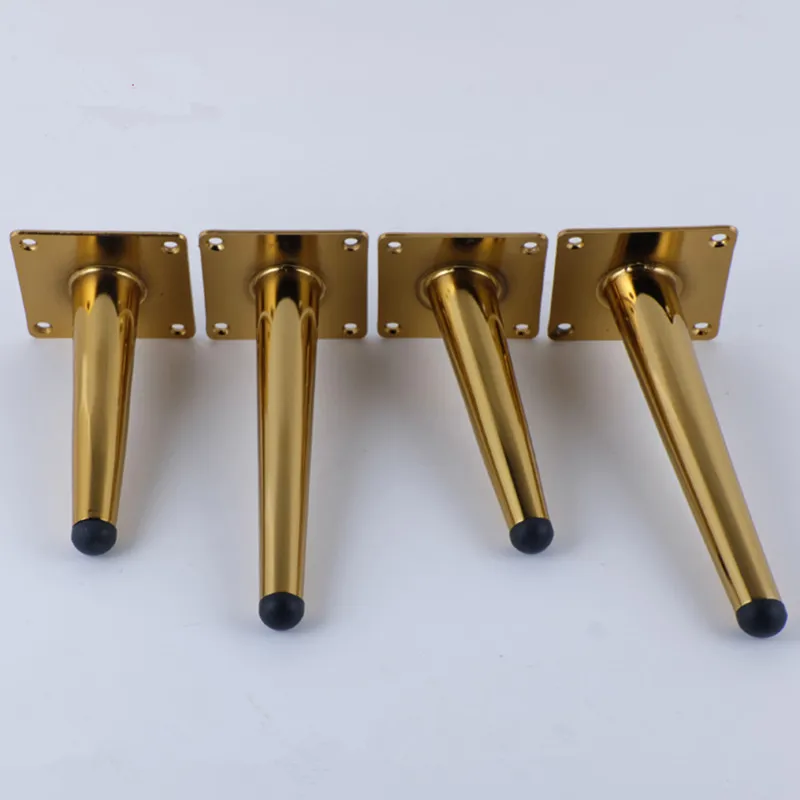 4pcs Metal Furniture Table Leg Hardware Tapered Gold Cabinet Leg Sideboard Wardrobes Coffee Cone Chair Feet 15/20/25/30cm