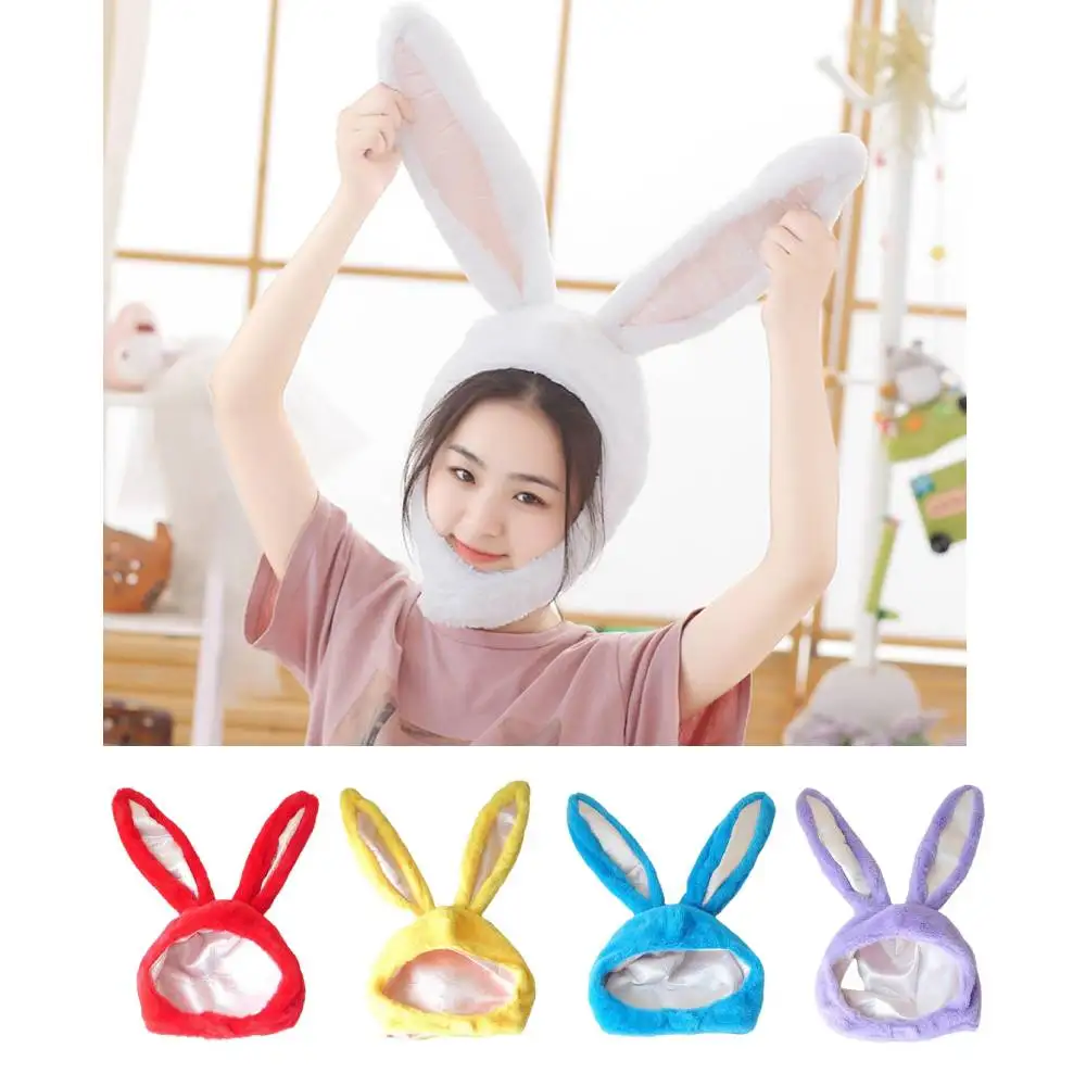 Bunny Ears Hood Hat Cotton Soft Headdress Cute Costume Hats for Selfie Teens Funny Winter Girl Gift Cute Long Ear Rabbit Hat