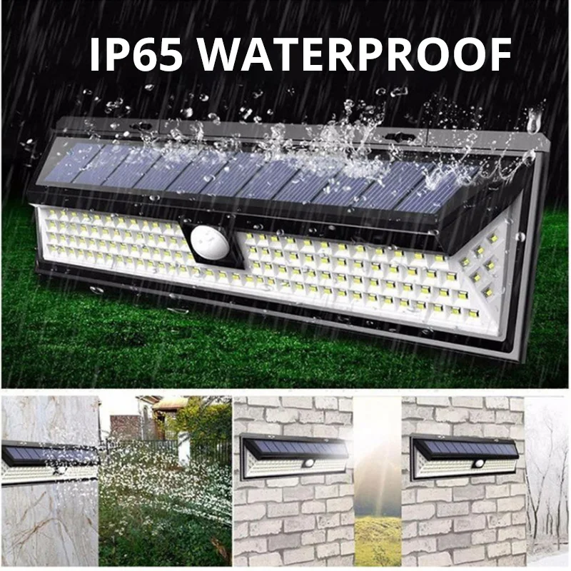 4400MAH 118 Powerful Solar LED Light Outdoor Motion Sensor Wall Light Waterproof Garden Lamp Spotlights For Garden Path Street