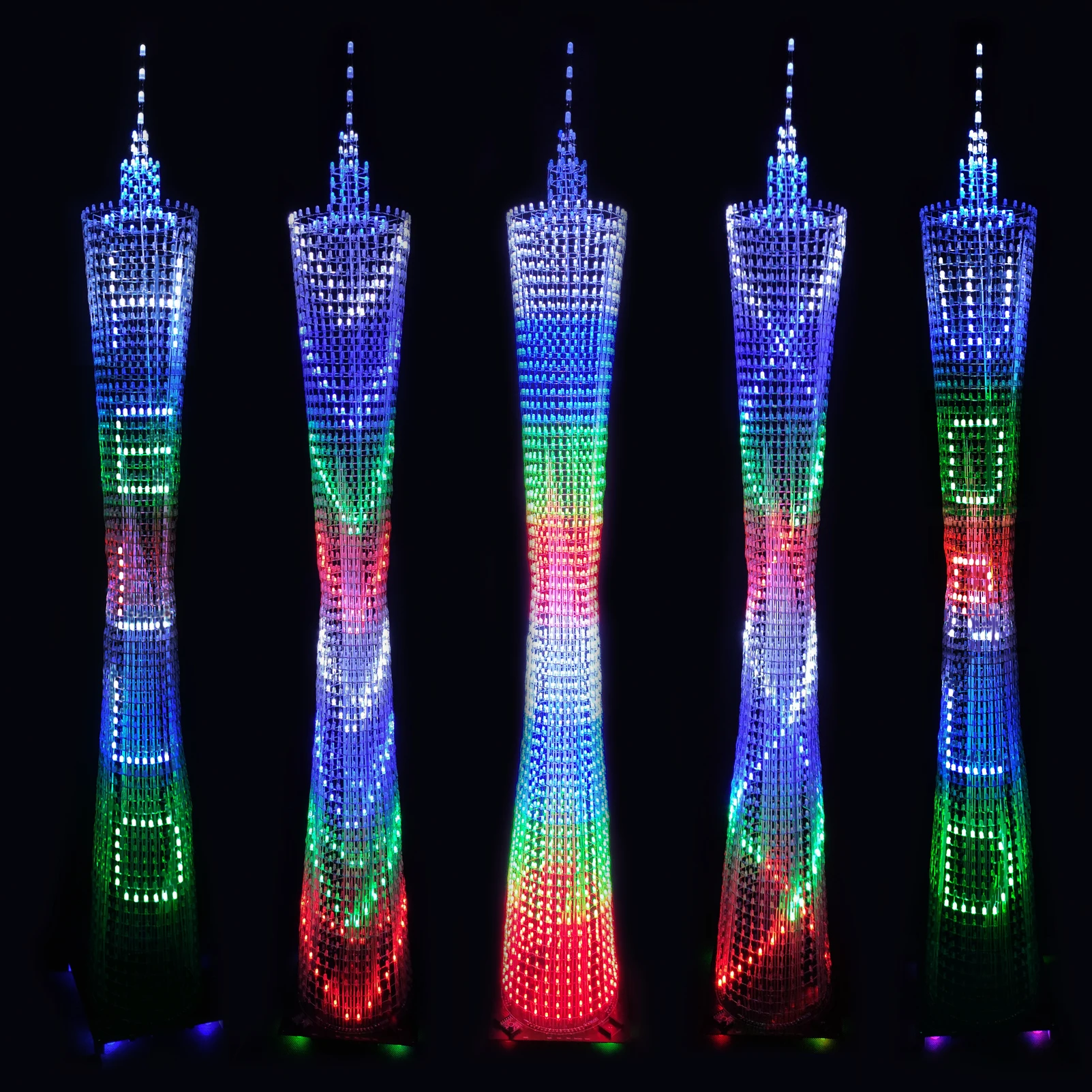 iCubeSmart Led Canton Tower Model DIY Electronic Kit, LED Model Handmade Soldering Project Kit, 64 LED Circles, Height 1 Meter.