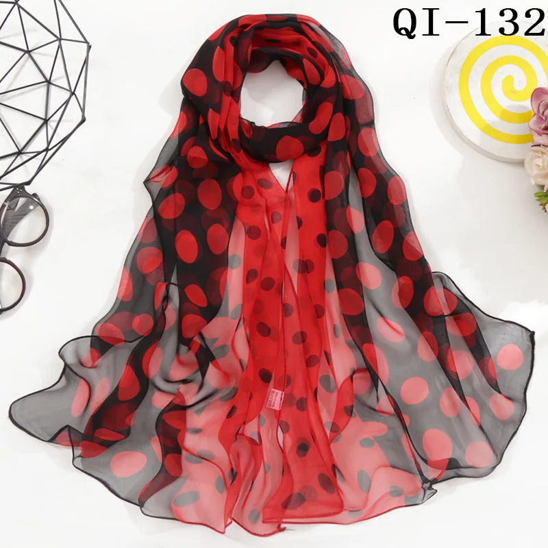 Hot Fashion Women Foulard Bandana Dot Scarf Chiffon Georgette Long Shawl Summer Scarf Sunscreen Elegant