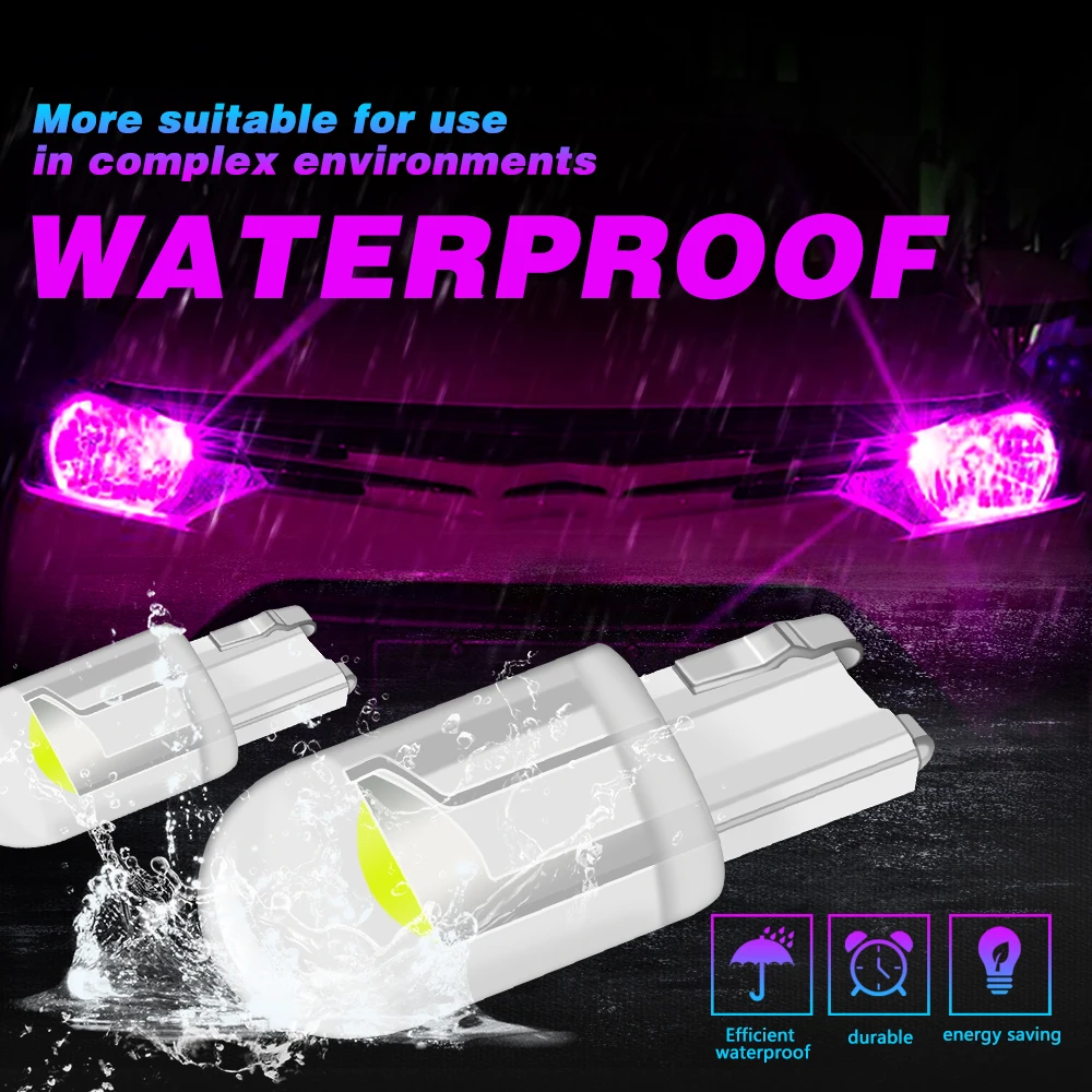 10PCS W5W LED T10 Car Light COB Glass Housing Auto Automobiles Wedge License Plate Lamp Interior Dome Reading Light t10 DRL Bulb