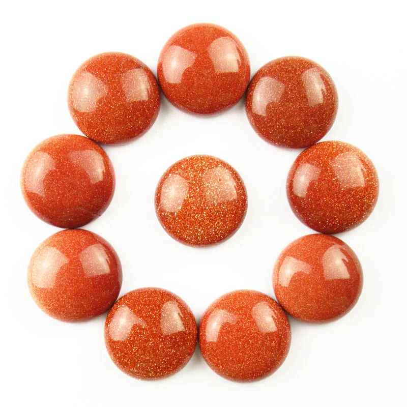 

10Pcs 20x6mm Wholesale High Quality Gold Sand Stone Round Cab Cabochon for Diy Making Jewelry Accessories Wholesale