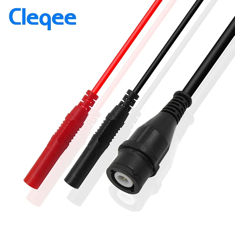 Cleqee P1206 Cách Nhiệt BNC Sang Dual 4Mm An Toàn Chuối Cắm Dao Động Ký Chì Kiểm Tra Cáp Đồng Trục BNC Nam Cắm 50Ohm dây