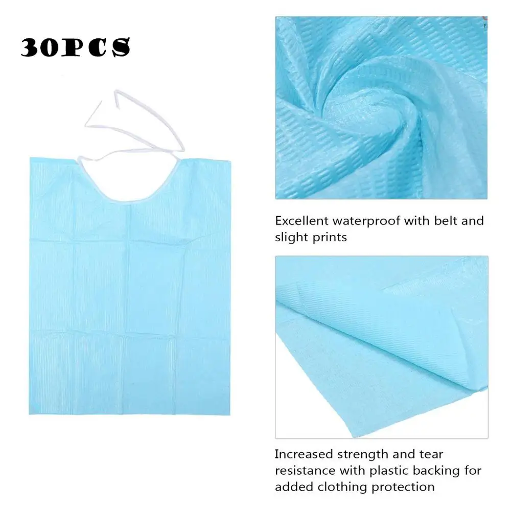 

30Pcs/bag Blue Disposable Dental Bib Scarf Protector Dental Consumables Cleaning Protection Tools