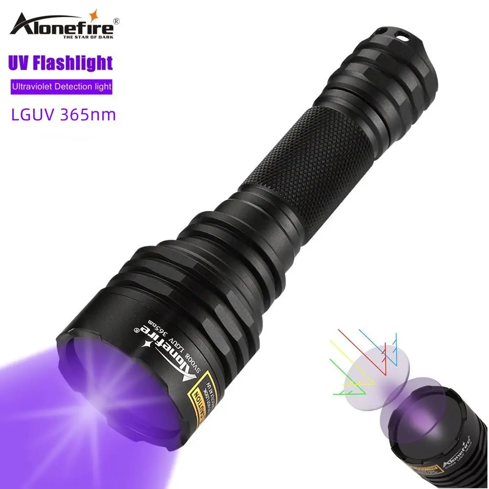 Alonefire SV008 365nm Ultraviolet Flashlight UV Light  Ultra Violet Light Blacklight Pet Urine Stains Detector Scorpion Hunting