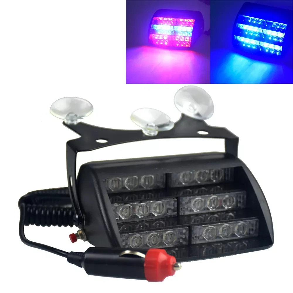 18 LED Red/Blue Car Police Strobe Flash Light Three Layers Strobe Light Dash Emergency Warning 3 Flashing Fog Lights 4 Style