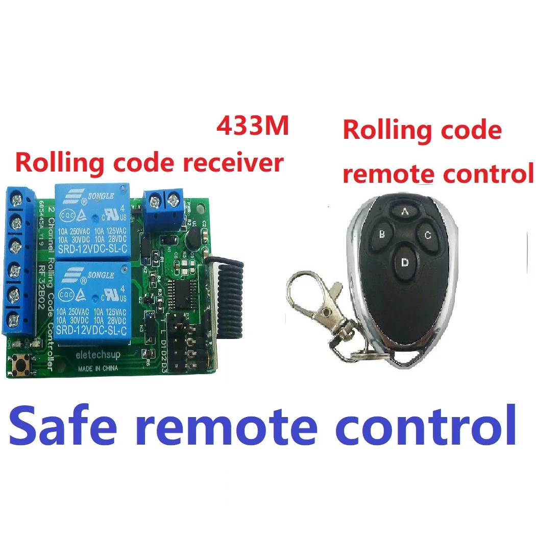 Dc12V 2Ch 433M Rolling Code Hopping Encoder Decoder Controller Keyfob Transmitter Board for Secure Remote Keyless Entry Rf32B02