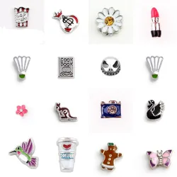 20Pcs Mini Animal Flower Butterfly Floating Charms Camera Swan Lipstick Pendant For Diy Medaillon Locket Necklaces Jewelry Bulk