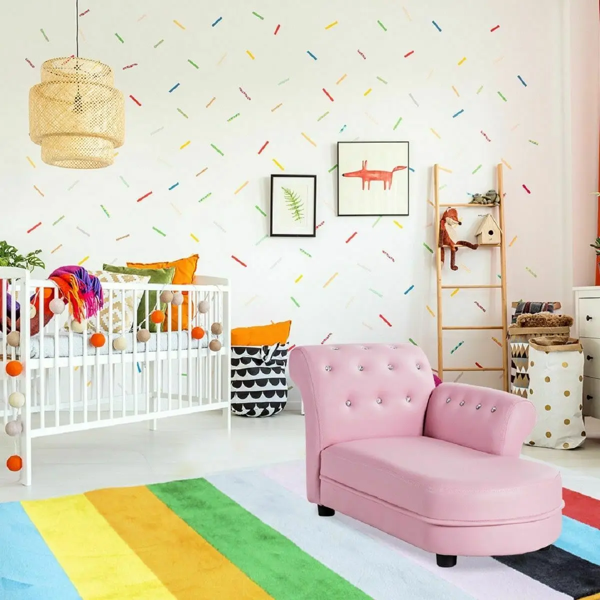 Sofá diván rosa para niños, sillón con reposabrazos para relajarse, sala de estar y dormitorio, HW57078