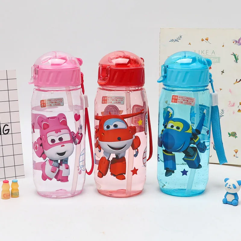 1PCS DISNEY Mickey water bottle MARVEL Baby Feeding cup with straw children\'s plastic cup student outdoor Drinking bottle gift