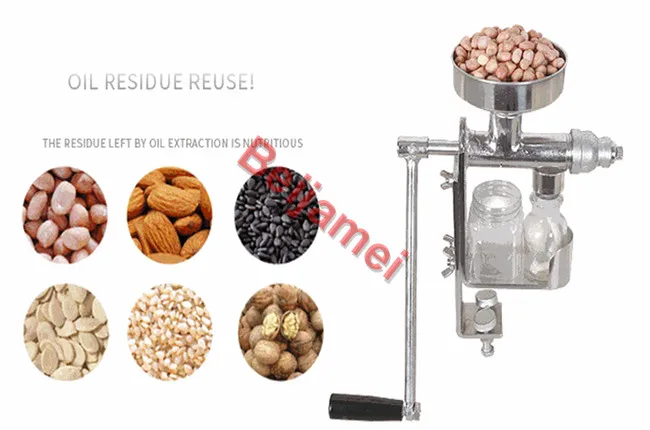 BEIJAMEI Manual Oil Press Machine Household Oil Extractor Peanut Nuts Seeds Oil Press Machine