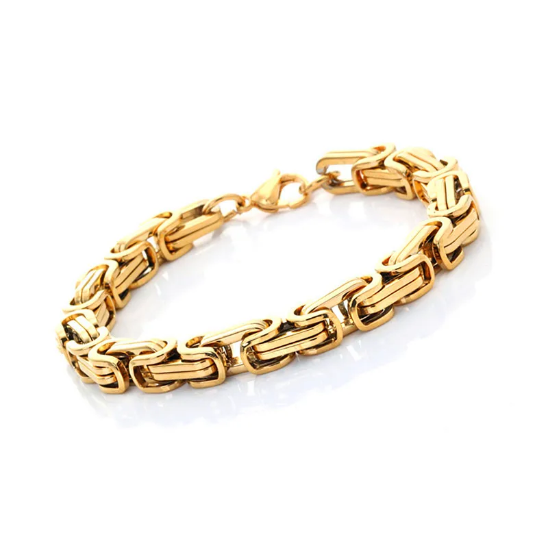 Width 5MM stainless steel black gold color imperial chain bracelet fashion hip-hop rock men titanium steel Link bracelet