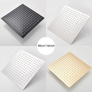 หัวฝักบัว 16 นิ้ว Ultrathin หัวฝักบัวสแตนเลส Chrome นิกเกิลก๊อกน้ําห้องน้ําอุปกรณ์เสริม