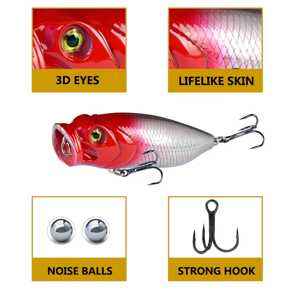 1PCS 포퍼 Wobbler 낚시 유혹 8cm 15g Trolling Isca 인공 하드 미끼 Crankbait 플라스틱 Swimbait 잉어베이스 파이크 태클