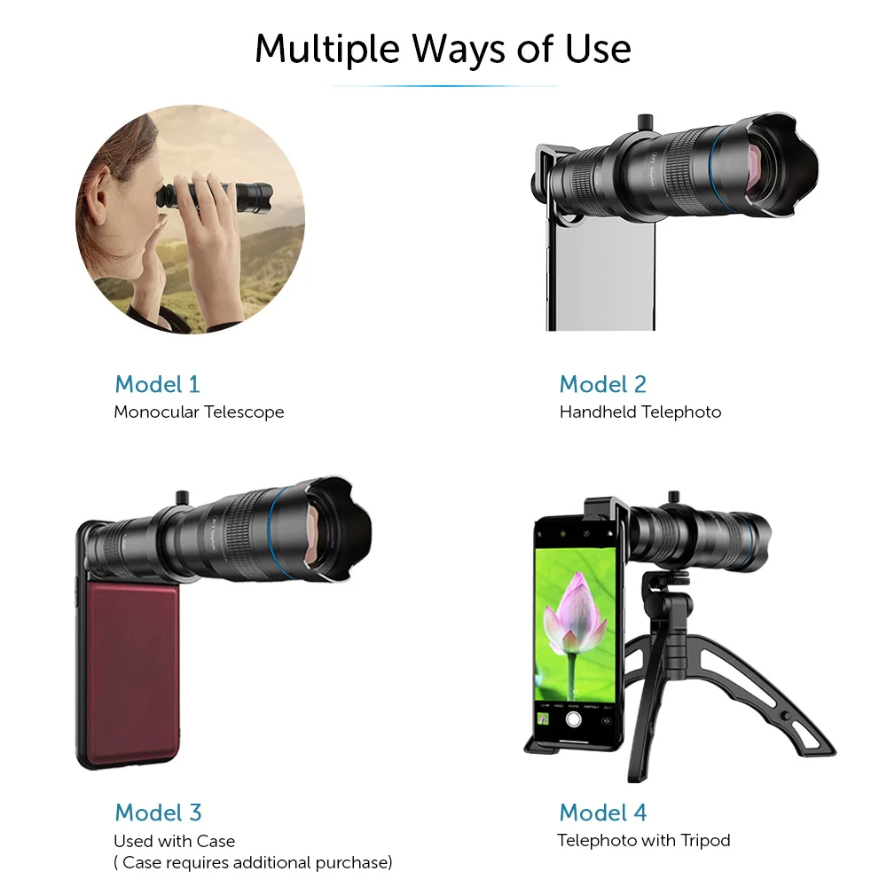 APEXEL HD 36X Telephoto Lens Manual Zoom Lens Mobile Camera
