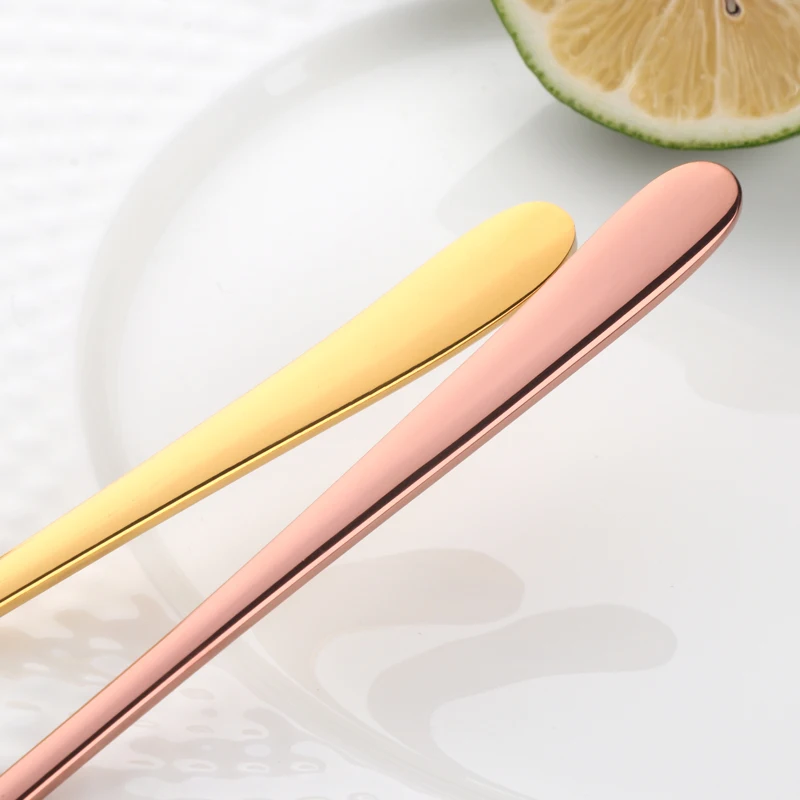 8 Color Stainless Steel Spoons With Long Handle Spoons Rose Gold Soup Spoon for Ice Cream Dinner Spoons Rice/Salad Tableware