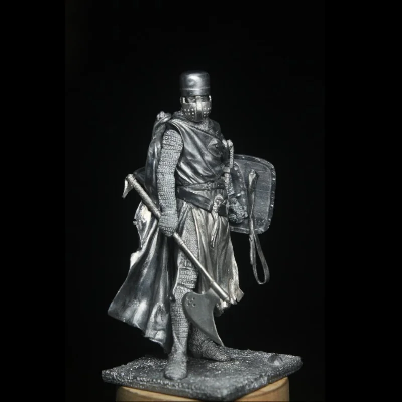 Knights Ancient Soldier Model Tin Metal Desktop Decorative Crusades 13th Century Hospital Templar Knights 1/18 90mm Customize